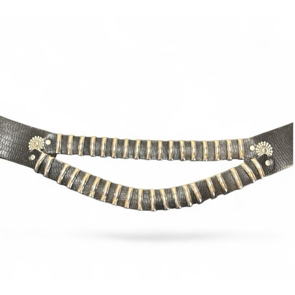 VINTAGE SILVER TONE METAL BANDOLIER BELT 31" - Picture 4 of 11